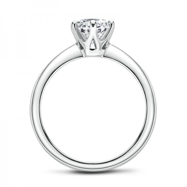 Solitaire Round Cut 925 Silver Promise Rings
