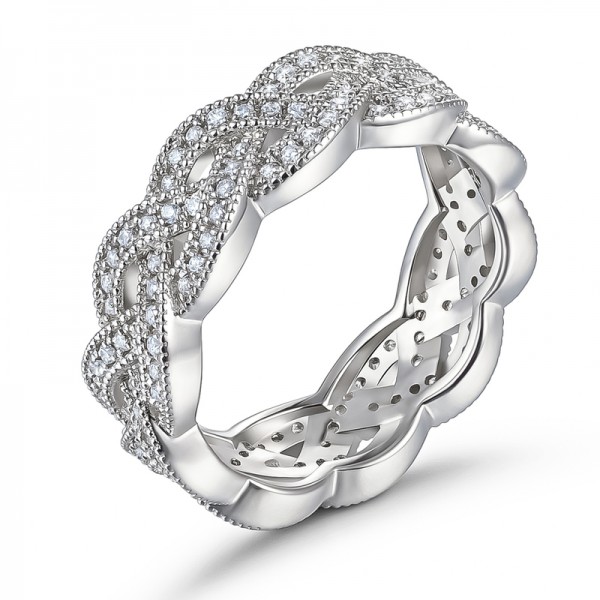 Intertwined Round Cut 925 Silver Women's Bands