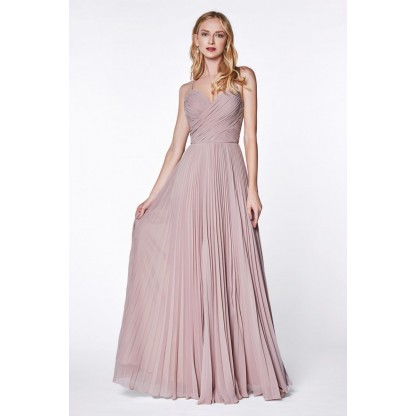 A-Line Gown With Pleated Skirt And Ruched Bodice by Cinderella Divine -7471