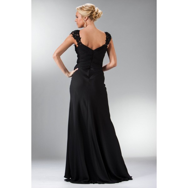 Beaded Lace Chiffon Sheath Dress by Cinderella Divine -JC909