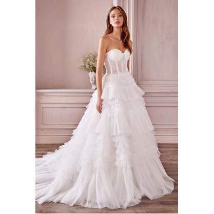 Corset Princessa Bridal Tulle Ruffle Ball Gown by Andrea and Leo -A1017W