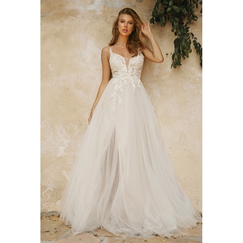 Layered A-Line Tulle Bridal Gown By Cinderella Divine -CB072W