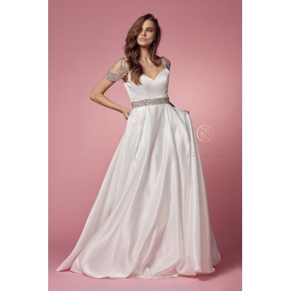 Embellished Cold Shoulder Long Sweetheart Dress By Nox Anabel -R224W
