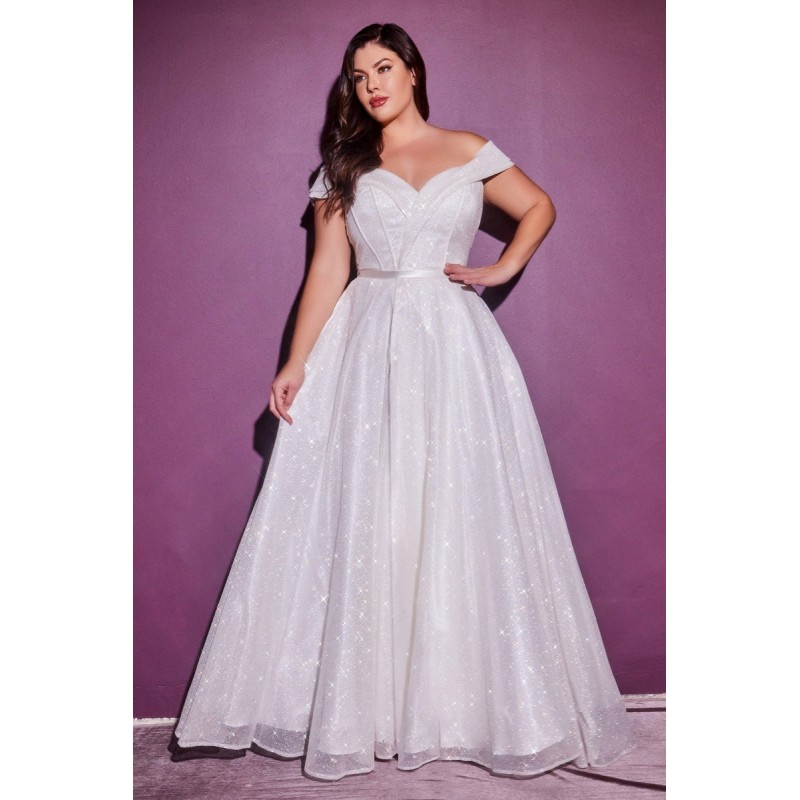 Plus Size Glitter Bridal Gown By Cinderella Divine -CD214WC