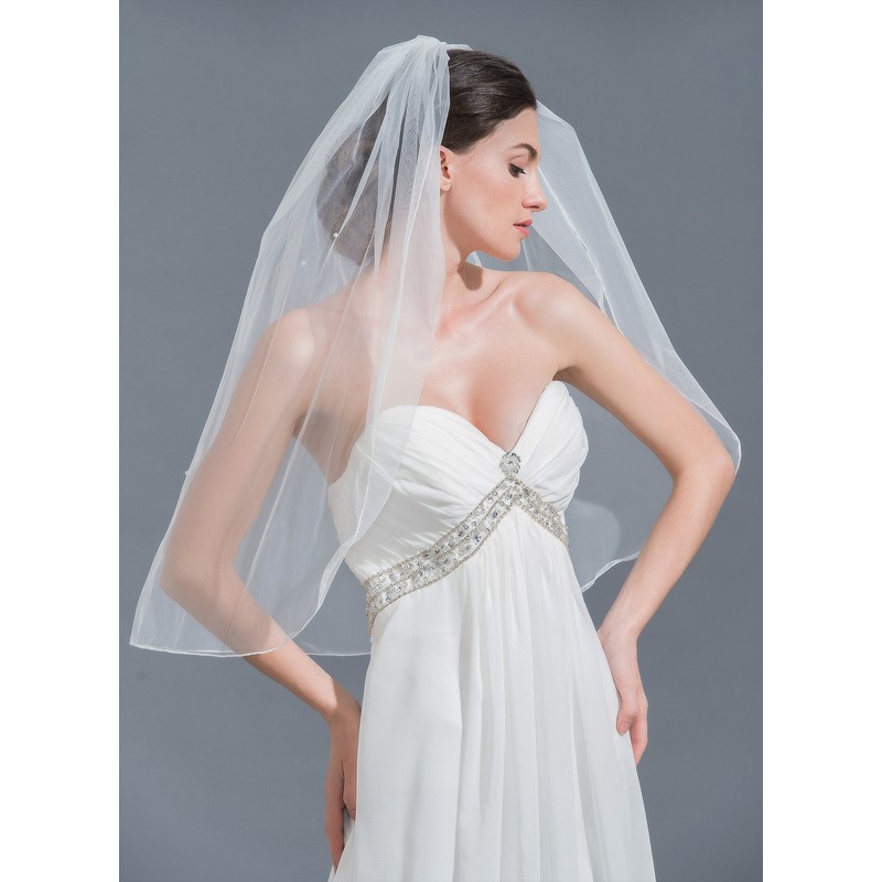 One-tier Elbow Bridal Veils With Beading