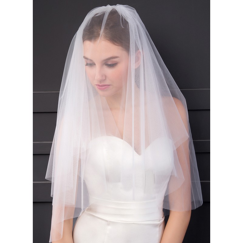 Two-tier Cut Edge Elbow Bridal Veils