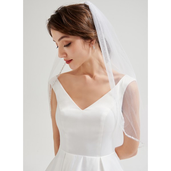 One-tier Elbow Bridal Veils With Pencil Edge