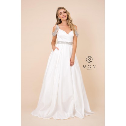 Long Classic Off Shoulder Wedding Dress White