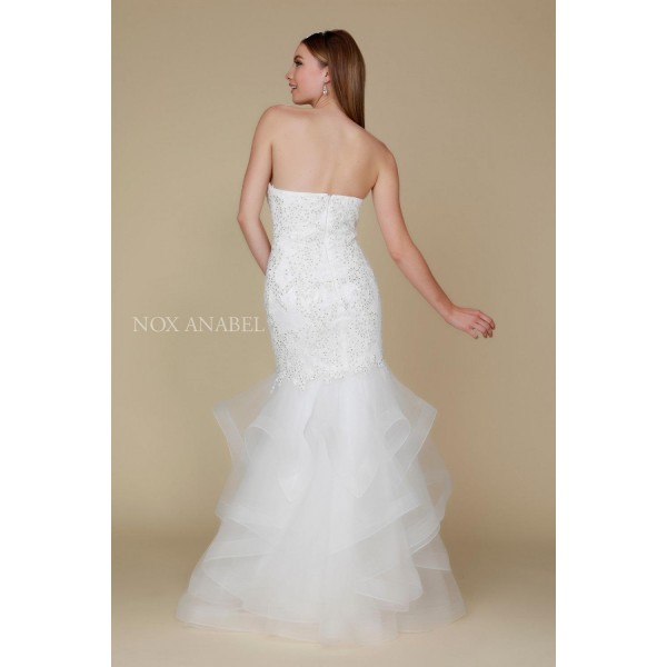 Long Strapless Formal Wedding Bridal Dress