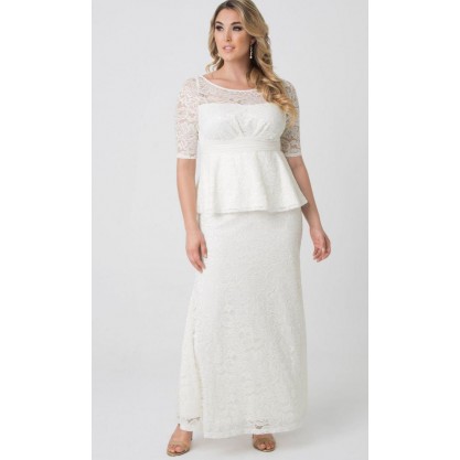 Kiyonna Long Long Sleeve Peplum Wedding Gown