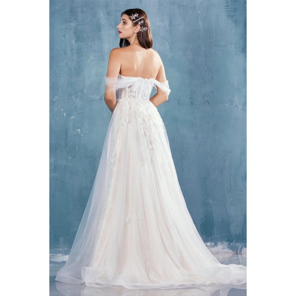 Long Off Shoulder Wedding Dress Bridal