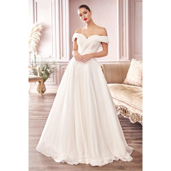 Glitter Long Plus Size Wedding Dress