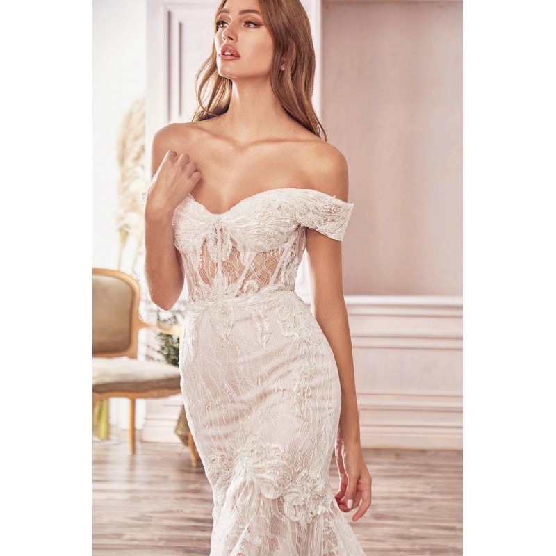 Long Formal Off Shoulder Wedding Dress