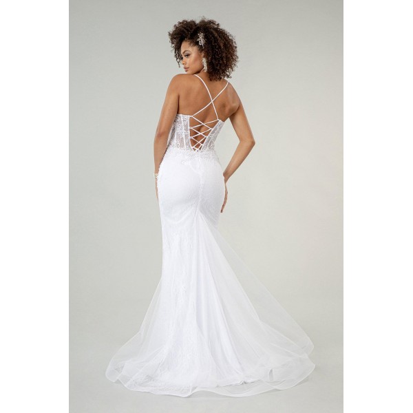 Long Spaghetti Strap Mermaid Wedding Gown