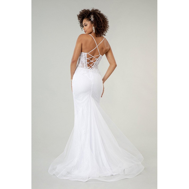 Long Spaghetti Strap Mermaid Wedding Gown
