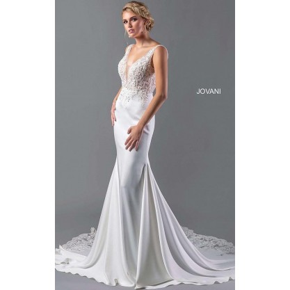 Jovani Sheath Long Bridal Gown AV03586