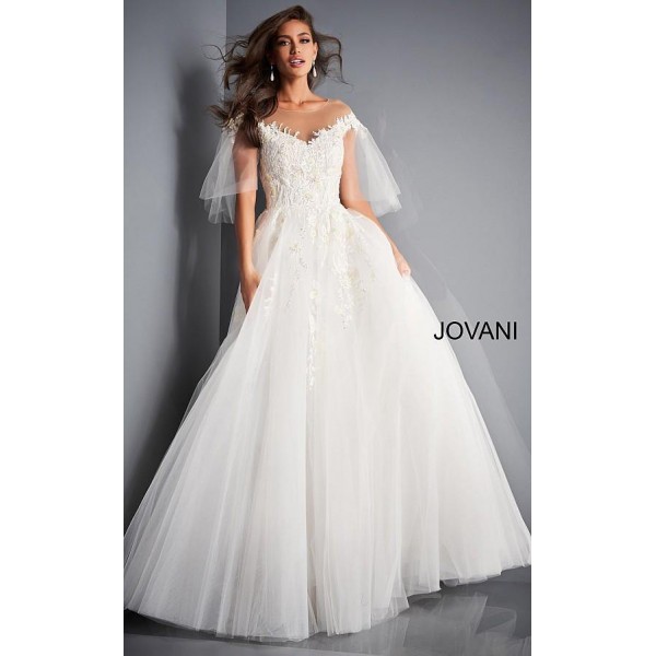 Jovani Long Off Shoulder Wedding Dress JB67209