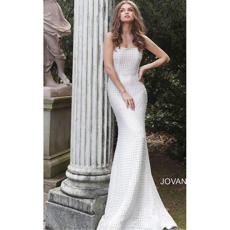 Jovani Simple Long Strapless Wedding Dress 63393