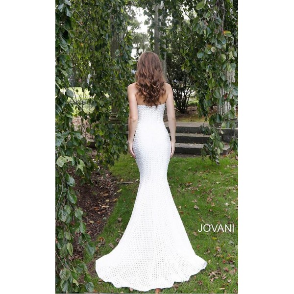 Jovani Simple Long Strapless Wedding Dress 63393