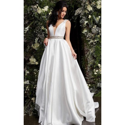 Jovani Simple Long Sleeveless Wedding Dress JB2491
