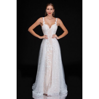 Nina Canacci Simple Lace Wedding Long Dress 3159