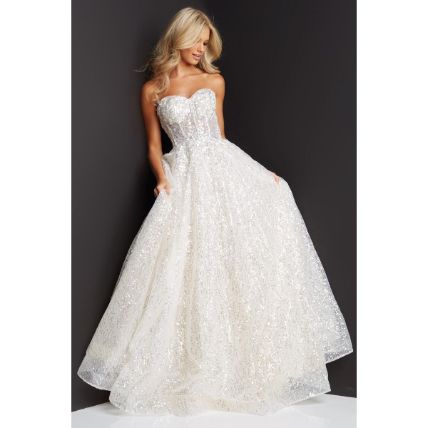 Jovani Embellished Long Wedding Dress 08417