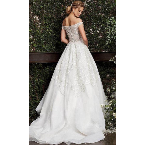 Jovani Off Shoulder Long Wedding Gown JB65936