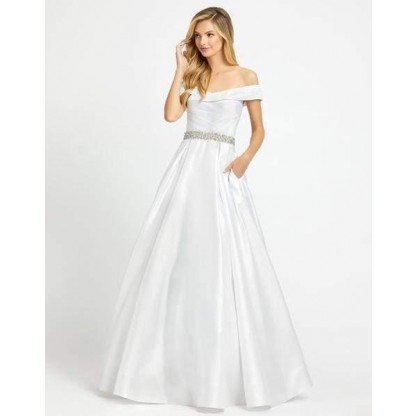 Mac Duggal Long Off Shoulder Wedding Gown 48926