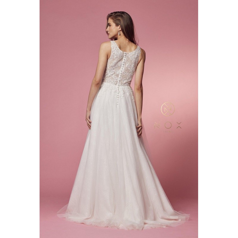 Sleeveless A-Line Long Wedding Gown