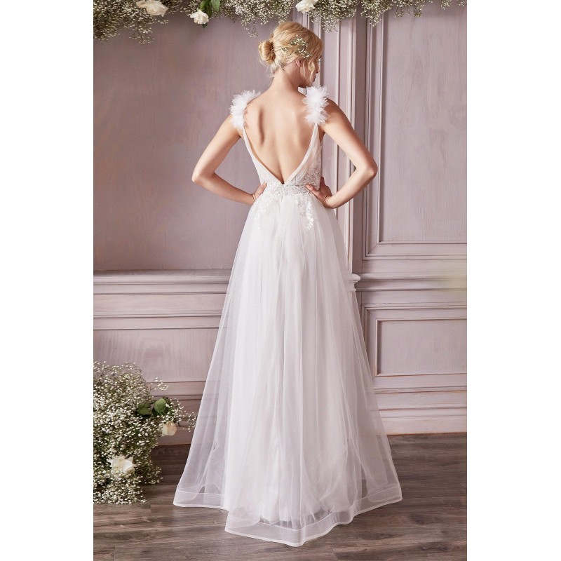 Sleeveless Long Tulle Wedding Dress