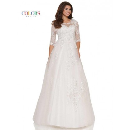 Colors Wedding 3/4 Sleeve Long Dress 1078