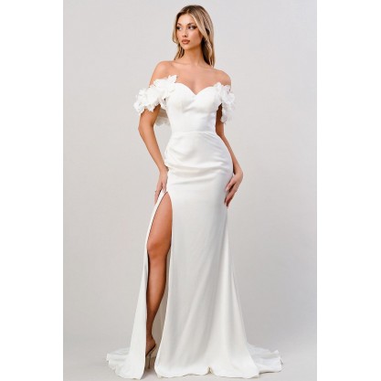 Off Shoulder Rosette Wedding Gown