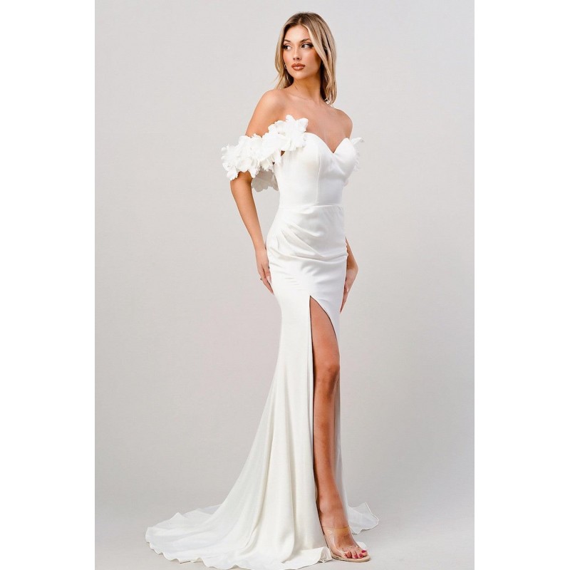 Off Shoulder Rosette Wedding Gown