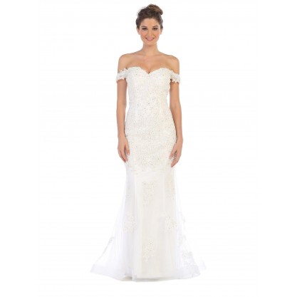 Bridal Gown Long Off Shoulder Wedding Dress