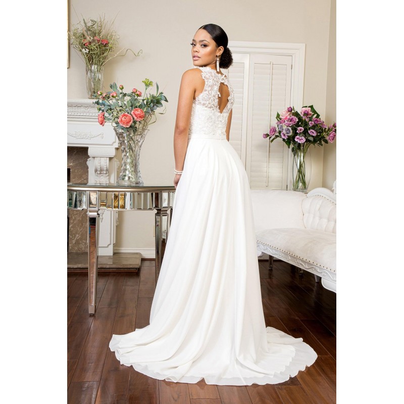 Bridal Long Sleeveless Chiffon Wedding Dress