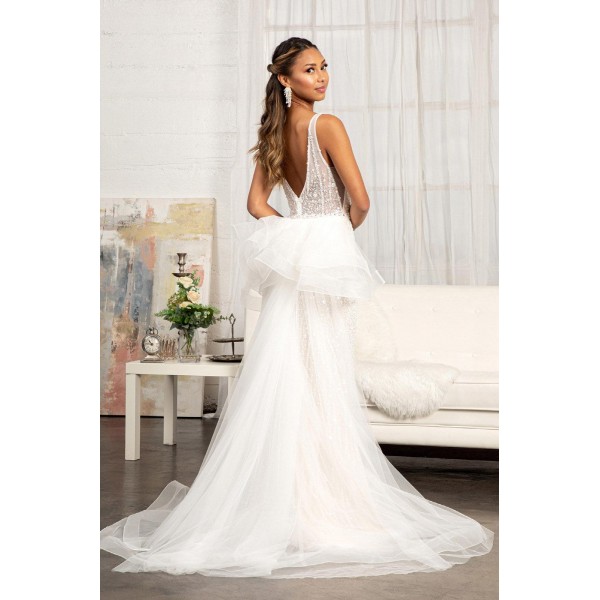 Bridal Long Sleeveless Mermaid Mesh Wedding Gown