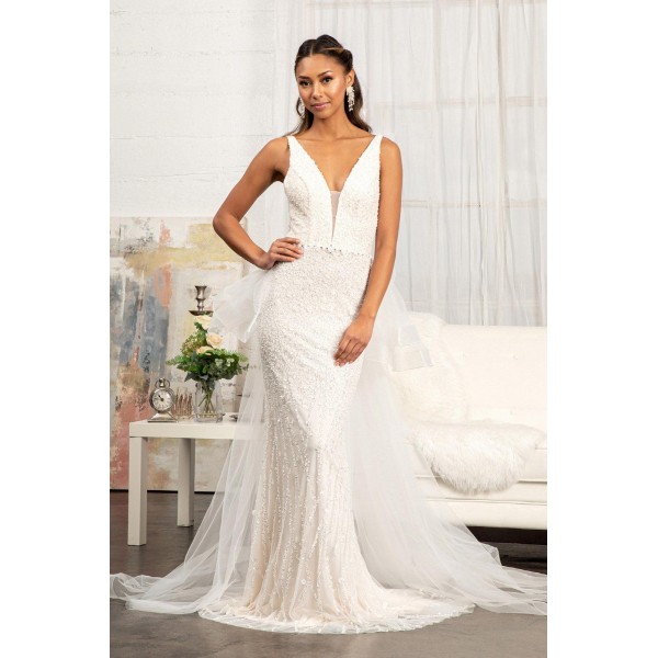 Bridal Long Sleeveless Mermaid Mesh Wedding Gown Sale