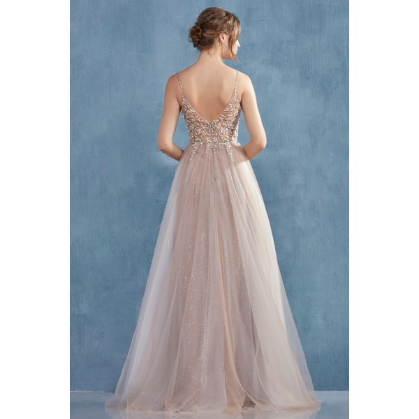 Ethereal Floral Beaded Tulle A-Line Gown by Andrea and Leo -A1009