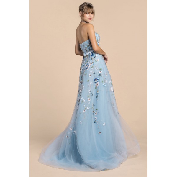 Fairytale 3D Bead Strapless A-Line Gown by Andrea and Leo -A0493