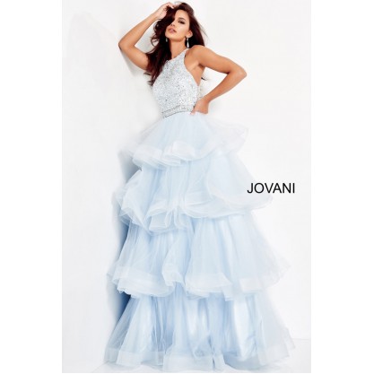 Light Blue Embellished Bodice Prom Ballgown By Jovani -00461