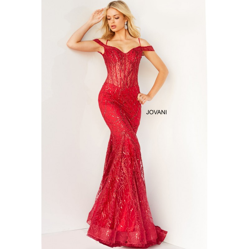 Embellished Off The Shoulder Prom Dress By Jovani -05838