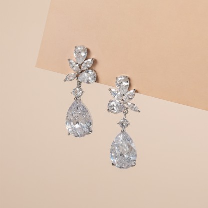 Ladies' Exquisite Copper/Zircon Earrings For Bride/For Bridesmaid/For Mother