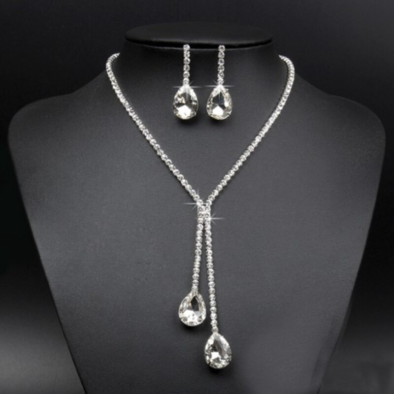 Ladies' Stylish Rhinestones With Pear Jewelry Sets