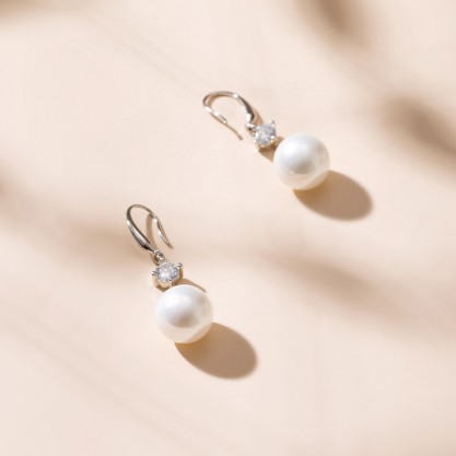 Ladies' Elegant 925 Sterling Silver Pearl Earrings For Bride/For Bridesmaid/For Mother