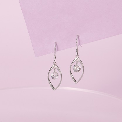Ladies' Unique 925 Sterling Silver With Diamond Cubic Zirconia Earrings For Bridesmaid/For Friends