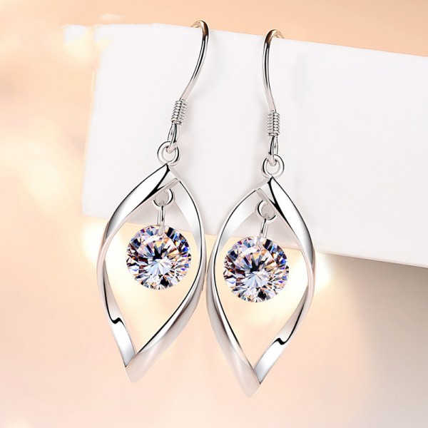 Ladies' Unique 925 Sterling Silver With Diamond Cubic Zirconia Earrings For Bridesmaid/For Friends