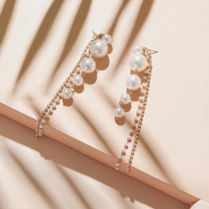 Ladies' Beautiful Alloy Pearl Nrop Earrings Earrings
