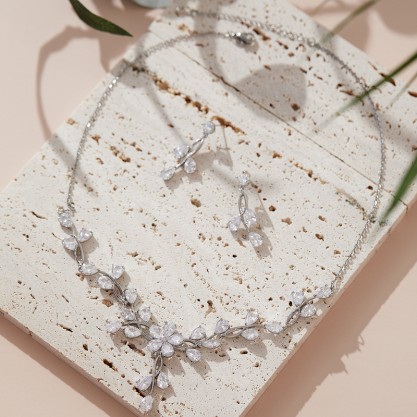 Ladies' Elegant Alloy/Zircon/Silver Plated Cubic Zirconia Bridal Sets Jewelry Sets