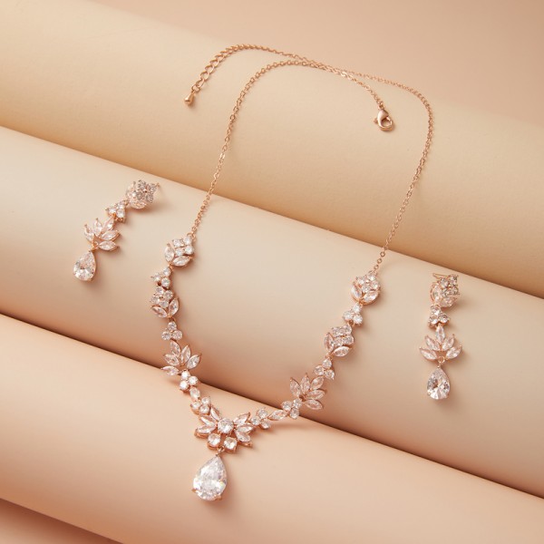 Non-personalized Ladies' Beautiful Zircon Jewelry Sets For Her