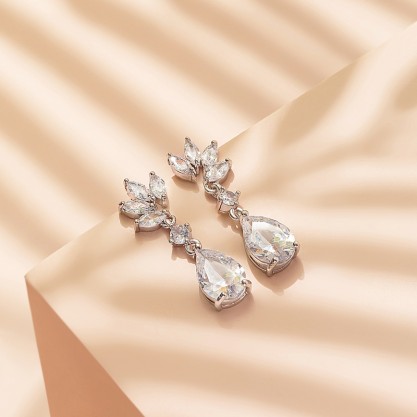 Ladies' Beautiful Copper/Zircon Cubic Zirconia Earrings For Her
